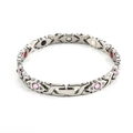 Women's titanium steel bracelet with pink rhinestones and magnetic health stones - Steel