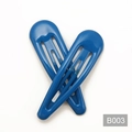 Pair of glossy royal blue metal snap hair clips for kids with bright lacquered finish - Dark Blue