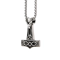 Viking Thor's hammer Mjölnir pendant in antique silver steel with ram head and chain - Steel (Pendant Only)