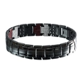 Bracelet de thérapie magnétique en titane noir poli avec perles d'énergie pour hommes - Noir