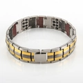 Bracelet magnétique pour homme en titane bicolore avec finition argentée et dorée - Or & Argent Style 1