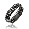 Herren Vintage Edelstahl Panzerarmband im Punk-Stil mit massivem geometrischem Verschluss - Antik-Silber