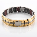 Bracelet pour homme en titane bicolore or et argent avec aimants 4-en-1 et ions négatifs - Bicolore (Or & Argent)
