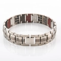 Bracelet magnétique pour homme en titane avec finition brossée et aimants d'énergie - Acier