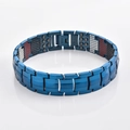 Pulsera de terapia magnética azul de titanio para hombres con imanes funcionales 4 en 1 - Azul