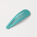 Minimalist turquoise lacquer metal snap hair clip for girls in a waterdrop shape - Peacock Blue Green