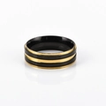 Anello da uomo minimalista in titanio con design bicolore nero e oro elegante - US 8 / oro bicolore