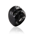 Gothic skull ring for men in matte black finish with silver patterns and dark rhinestones - US 10 / Black