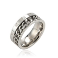 Anillo de acero inoxidable para hombre con cadena giratoria y números romanos grabados - US 9 / Color acero