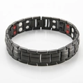 Herren Armband aus schwarzem Titanstahl mit Magnettherapie und gebürsteter Oberfläche - Mattes Schwarz / Schwarz