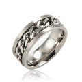 Men's silver spinner ring with rotatable cuban chain inlay in stainless steel - US 8 / Steel