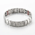 Herren Titanstahl Magnettherapie Armband mit gebürsteter Silberoberfläche und Magneten - Gebürstet Stahl / Stahlfarben