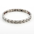 Titanium magnetic therapy bracelet for women in polished silver finish with mesh links - Steel