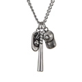 Collier baseball en acier argenté avec pendentifs batte gant et casquette - Pendentif Baseball 3 Pièces (Sans Chaîne) / Acier