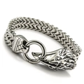 Vintage zilveren adelaarskop armband met dikke roestvrijstalen schakelketting - 21cm / Zilveren Vogelbek