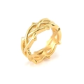 Retro golden braided thorn style ring with textured intertwined detail in polished finish - US 8 / Gold