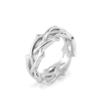Silver thorn braided ring in vintage titanium steel with gothic branch design features - US 10 / Steel