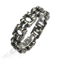 Industrial style stainless steel motorcycle chain bracelet with silver finish for men - 24cm / Antique Silver