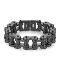 Men's retro motorcycle chain bracelet in matte black finish with industrial clasp - 22cm / Black
