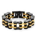 Men's punk rock motorcycle chain bracelet in high-quality gold and black stainless steel - Black and Gold
