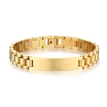 Detail view of 12mm golden stainless steel watch band bracelet with engraving plate - Gold with ID Plate (12mm)
