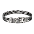 Herren Doppel-Spiga-Armband in Retro-Silber-Optik mit Ankh-Symbol auf dem Verschluss - Ankh-Symbol Relief-Stil (Stil 2)