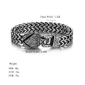 Bracelet Viking nordique en acier inoxydable tête de loup avec chaîne punk double rangée - 19cm / Couleur Acier