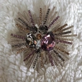 Macro shot of luxury crystal brooch with pear-cut purple stones on soft plush background - 6.0*6.0CM / Purple K9 Glass