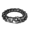 Men's retro stainless steel dragon bone chain bracelet with vintage dragon head clasp - 18cm / Matte Black