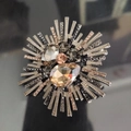 Radial crystal brooch featuring champagne and smoke gray stones in a sunburst design - 6.0*6.0CM / Champagne
