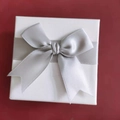 Elegant cream square jewelry gift box with silver satin ribbon and a bow knot decoration - 6.0*6.0CM / Box 1