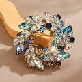 Luxurious crystal bauhinia flower wreath brooch with multicolor stones on metal base - Rainbow