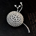 Exquisite dandelion brooch with silver-toned base and sparkling cubic zirconia stones - Dandelion Shape (xz902) / White Dandelion