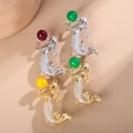 Elegante spilla a sirena con perle d'acqua dolce e zirconi scintillanti in quattro colori - Sirena di Perla