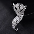 Exquisite Fuchs-Brosche in Silber mit Zirkonia-Besatz und eleganten Trapez-Schliffsteinen - Fuchs