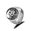 Anello sigillo teschio punk vintage in acciaio inossidabile per uomo - n.10 / Stile Colonna Vertebrale Rotonda (Stile 2)
