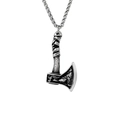 Nordic Viking axe pendant necklace in stainless steel with wolf totem engraving - Steel Color (Necklace + Pendant)