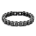 Punk style stainless steel motorcycle chain bracelet with knurled texture on white background - Retro (BCB510) / 11mm*230mm