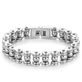 Bracciale da uomo in acciaio inossidabile stile catena da moto con perline metalliche - Color Acciaio Larghezza 1.3CM*Lunghezza 21CM