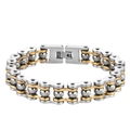 Bracciale da uomo a catena di bicicletta in acciaio inox bicolore oro e argento - Oro e Acciaio Larghezza 1.3CM*Lunghezza 21CM