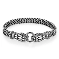 Pulsera de cadena con serpiente de dos cabezas en acero inoxidable de estilo retro punk - Color Acero 22CMx0.8CM