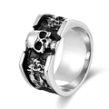 Anello punk gotico in acciaio inossidabile con teschio e rose a rilievo per uomo stile retrò - US 8 / Color Acciaio