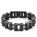 Industrial style black stainless steel bicycle chain bracelet for men with folding clasp - 1.6cm Wide * 22cm Long / Black