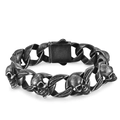 Men's punk skull bracelet in antique silver finish with rugged steel links - Antique Silver / 21cm*1.8cm
