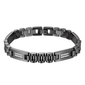 Herrenarmband aus schwarzem Edelstahl im Uhrenstil mit Pavé-Strasssteinen in der Mitte - Standard Spezifikation / Schwarz