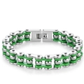 Bracciale da uomo a catena in acciaio inossidabile, colori argento e verde neon - Verde e Acciaio Larghezza 1.3CM*Lunghezza 21CM