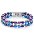 Bracciale da uomo a catena di bicicletta in acciaio inossidabile viola e blu hip hop - Blu Viola e Acciaio Larghezza 1.3CM*Lunghezza 21CM