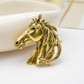 Exquisite Brosche Pferdekopf in Vintage-Gold-Legierung für Anzüge und Mäntel - Pferdekopf-Stil / Gold