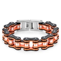 Men's punk bicycle chain bracelet in orange and black stainless steel finish - 1.6cm Wide * 22cm Long / Black Orange