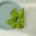 Bright green scrunchie with rabbit ear bow design in soft cotton fabric for girls - Grass Green
